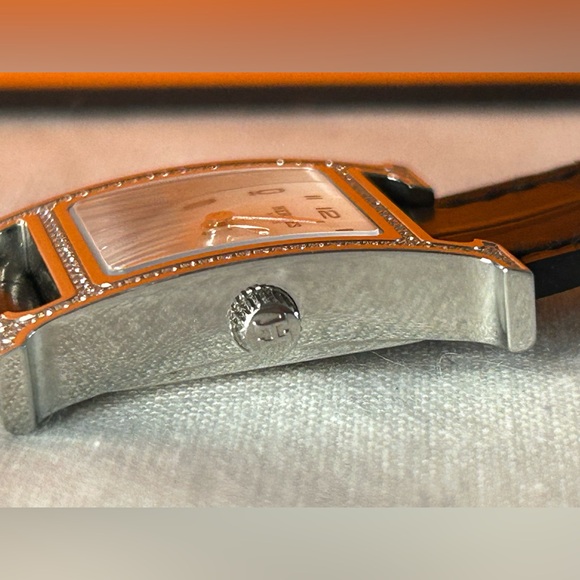 🌟SOLD🌟HERMES Heure H Watch Diamond Bezel Alligator Noir Black - Picture 11 of 15